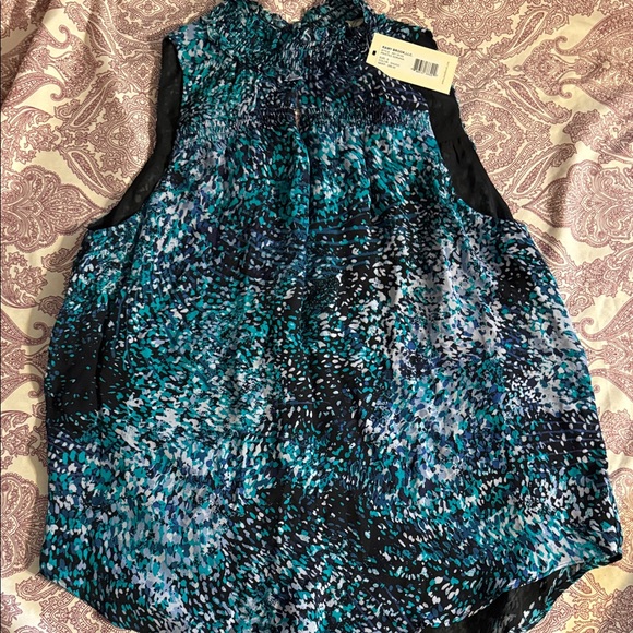 Ramy Brook Blue and Black Patterned Tank Top - Picture 1 of 3